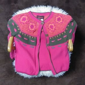 Girls, catimini hot pink button up sweater